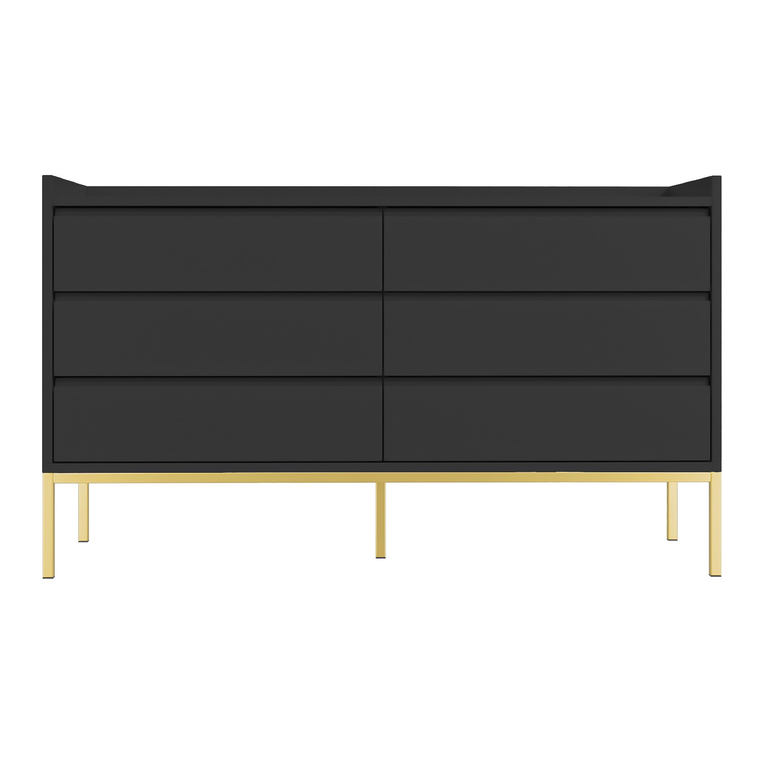 Read more about Wide black modern chest of 6 drawers with legs
